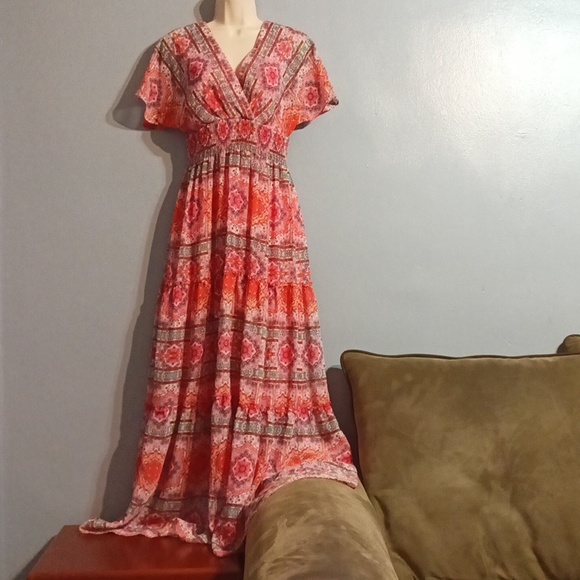 Rabbit, Rabbit, Rabbit designs women's multi color pink maxi dress - Picture 7 of 17